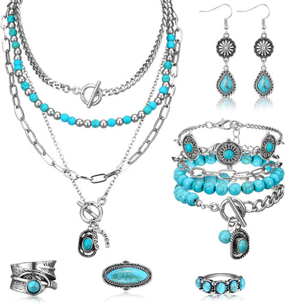 Turquoise Boho Jewelry Set