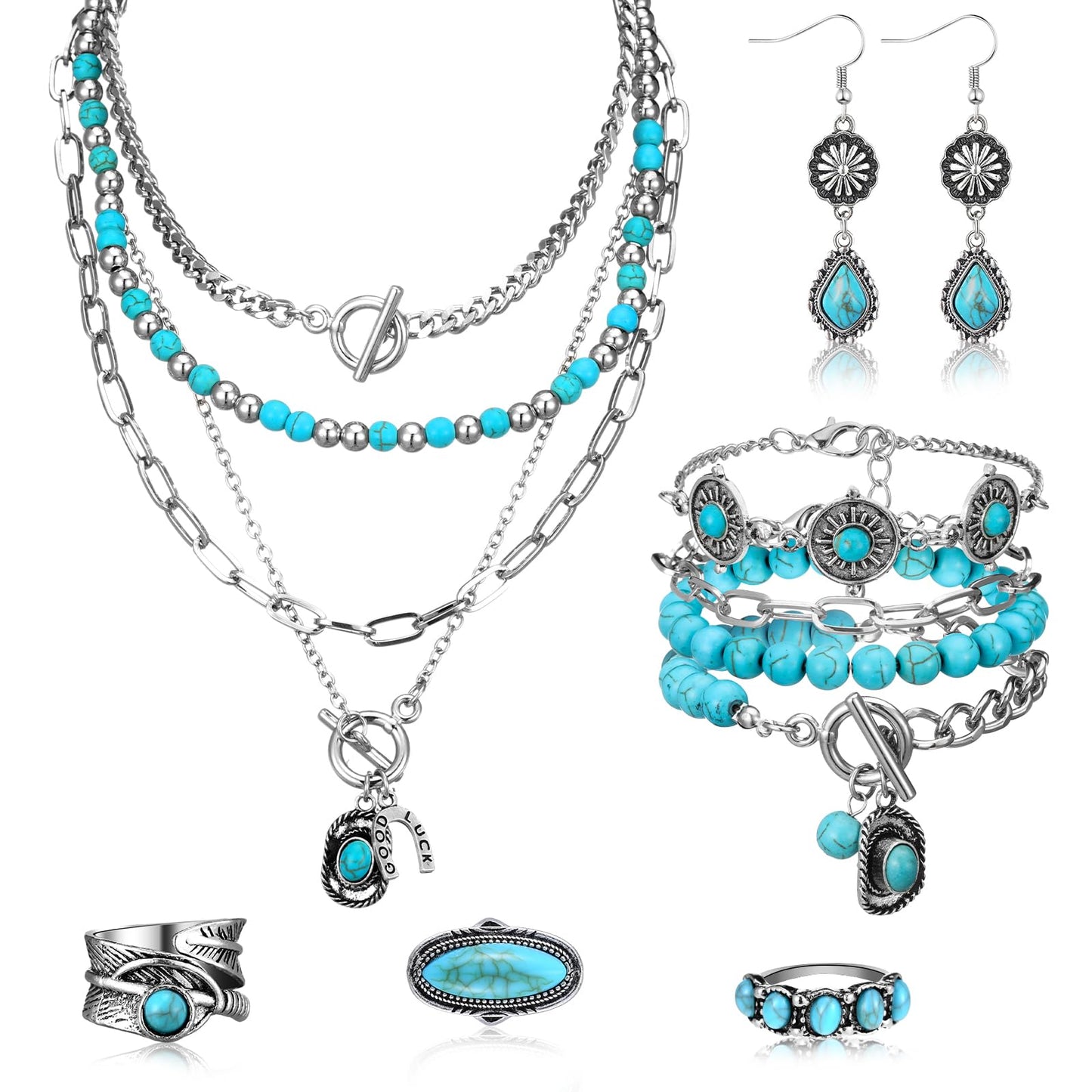 Turquoise Boho Jewelry Set