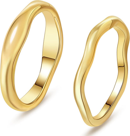 Gold-Tone Stackable Chunky Ring Set