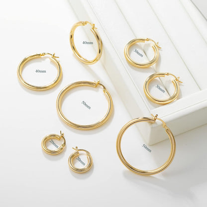 Gold-Tone Silver-Tone Chunky Hoop Earrings
