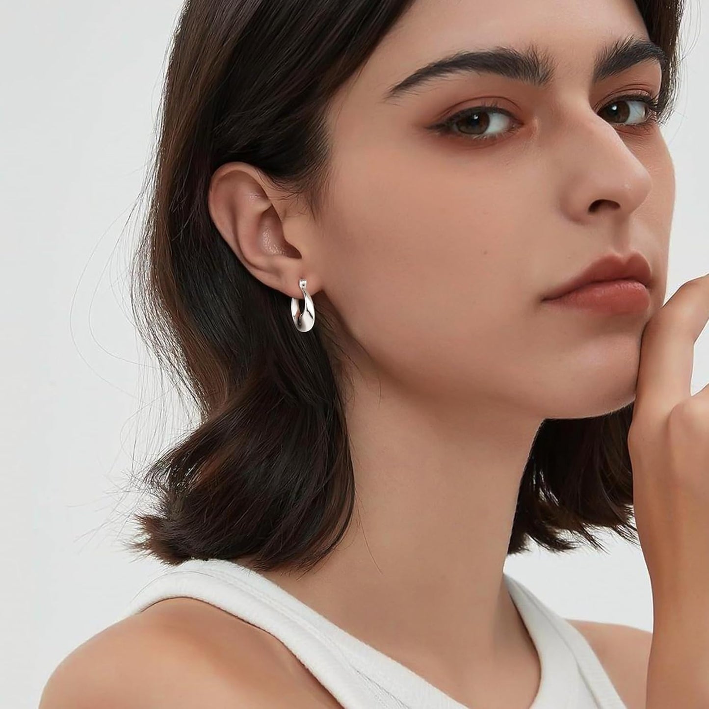 Silver-Tone Chunky Hoop Earrings