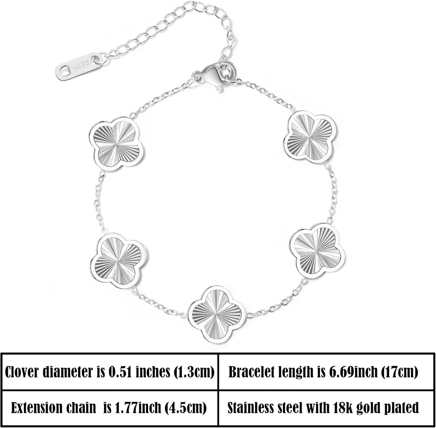 3-Piece 18K Gold Plated Clover Bracelet Set
