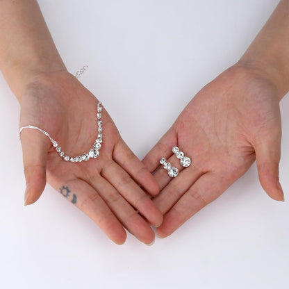 3-Piece Silver Rhinestone Jewelry Set