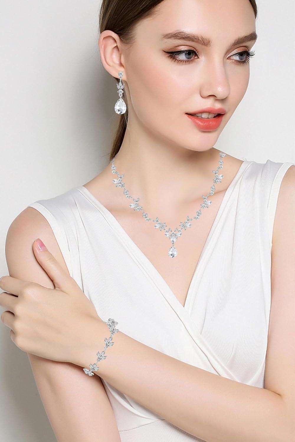 3-Piece Crystal Flower Jewelry Set