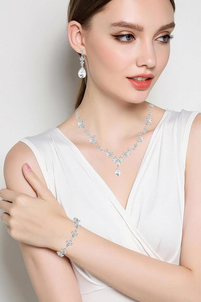 3-Piece Crystal Flower Jewelry Set