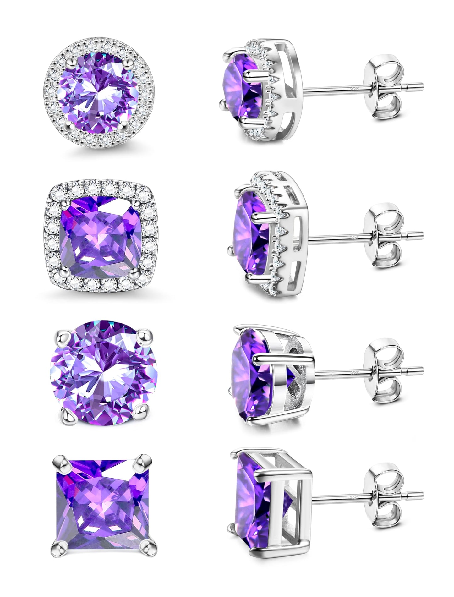 Gold-Tone Silver-Tone CZ Stud Earrings