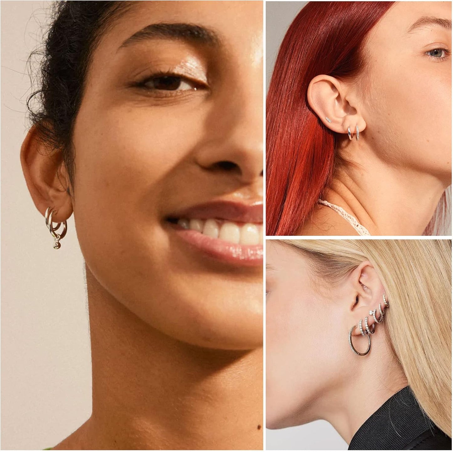 PABBEU Gold Hoop Earrings for Women Sterling Silver Post Small Gold Hoop Earrings 14k Real Gold Tiny Hypoallergenic Small Hoop Earrings Set for Women Men 13/15 /20mm