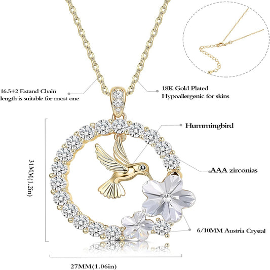 18K Gold Plated Hummingbird Pendant Necklace