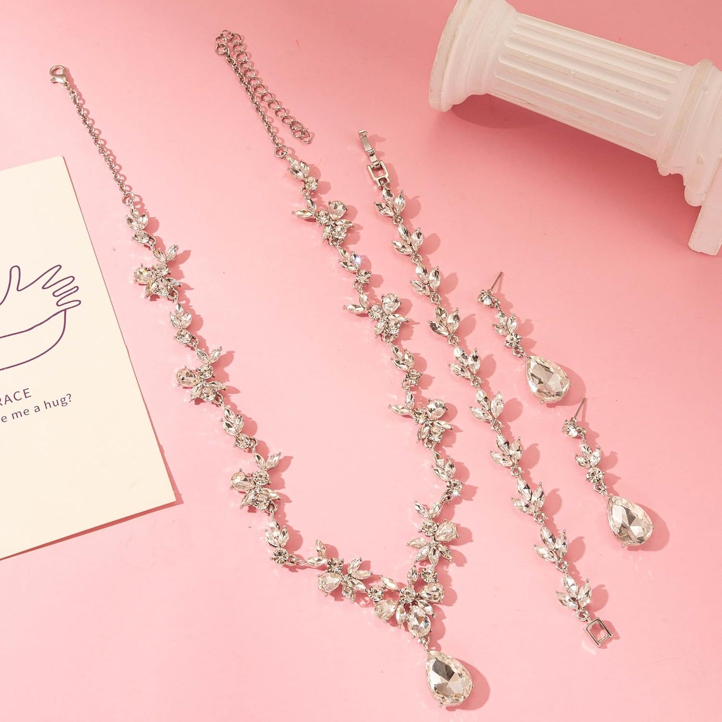3-Piece Crystal Flower Jewelry Set