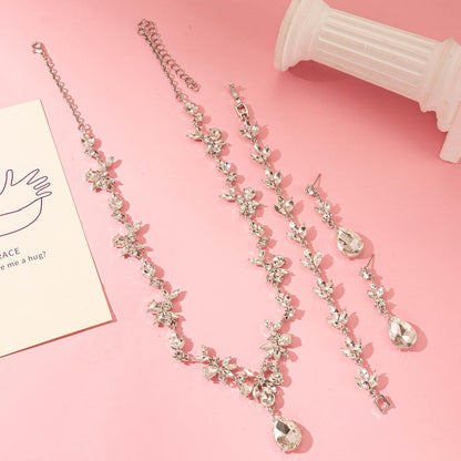 3-Piece Crystal Flower Jewelry Set