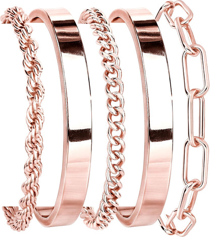 14K Gold Plated 925 Silver Beaded Bracelet Set