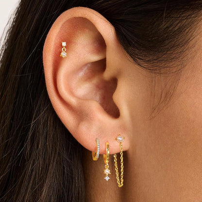 Gold-Tone Pearl Stackable Drop Earrings
