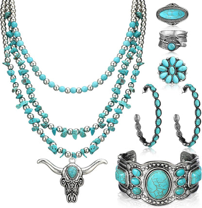 Turquoise Boho Jewelry Set