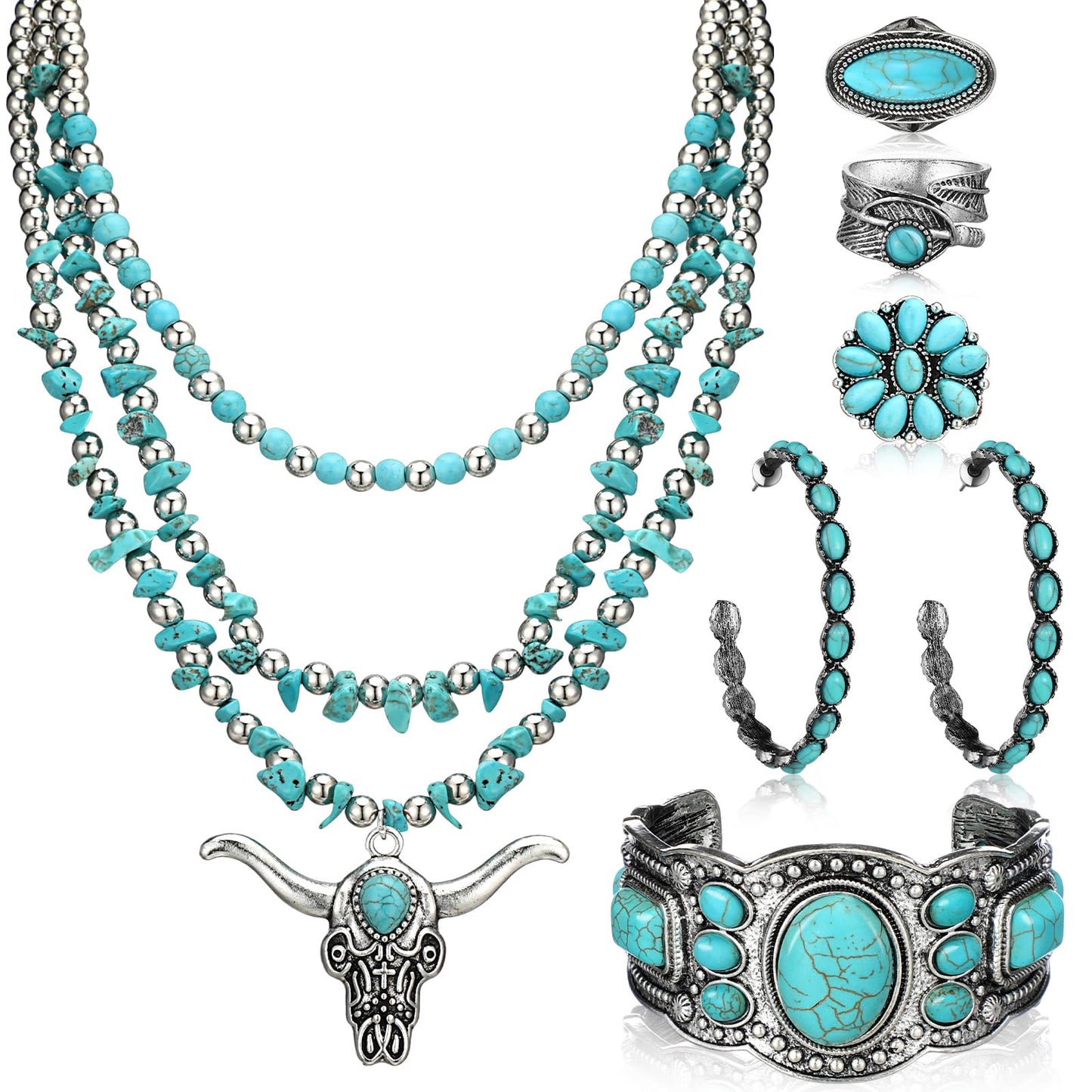 Turquoise Boho Jewelry Set