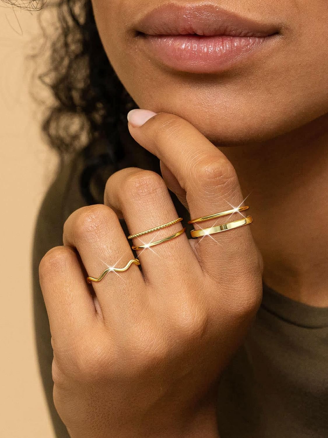 Gold-Tone Silver-Tone Stackable Ring Set