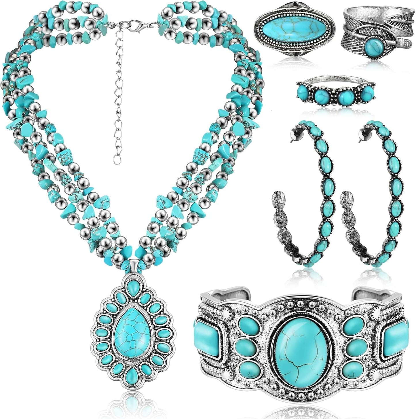 Turquoise Boho Jewelry Set