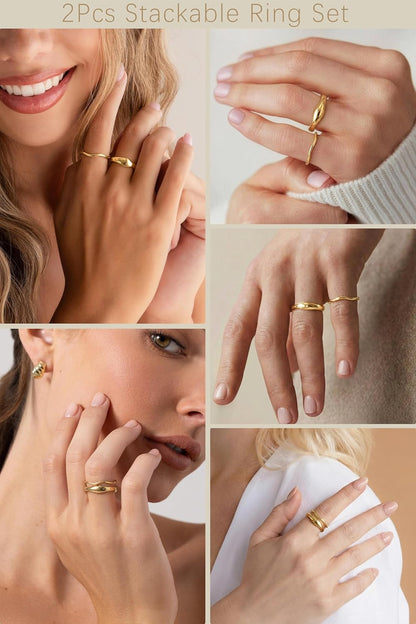 Gold-Tone Stackable Chunky Ring Set