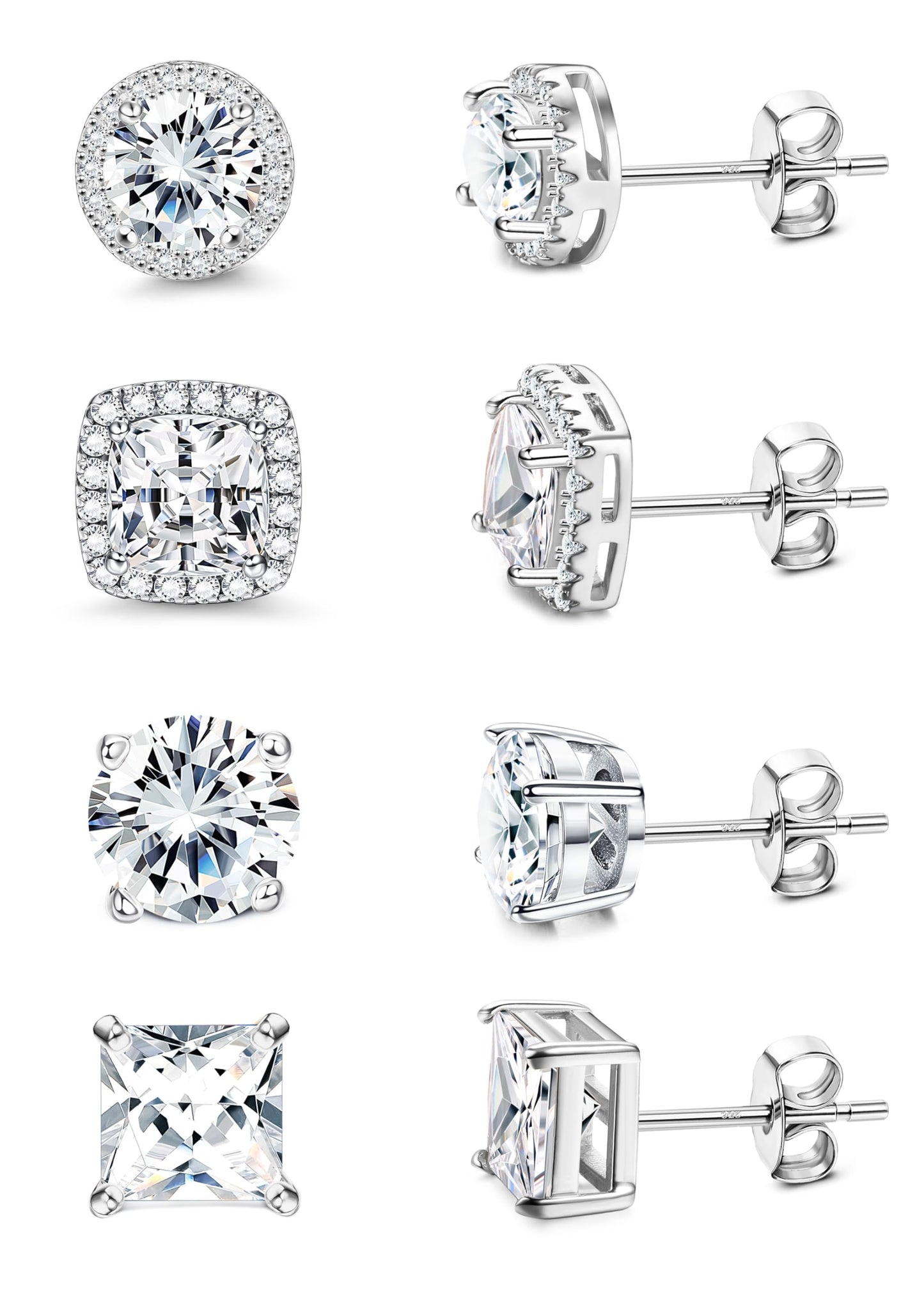 Gold-Tone Silver-Tone CZ Stud Earrings