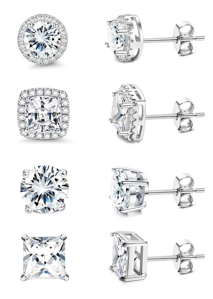 Gold-Tone Silver-Tone CZ Stud Earrings