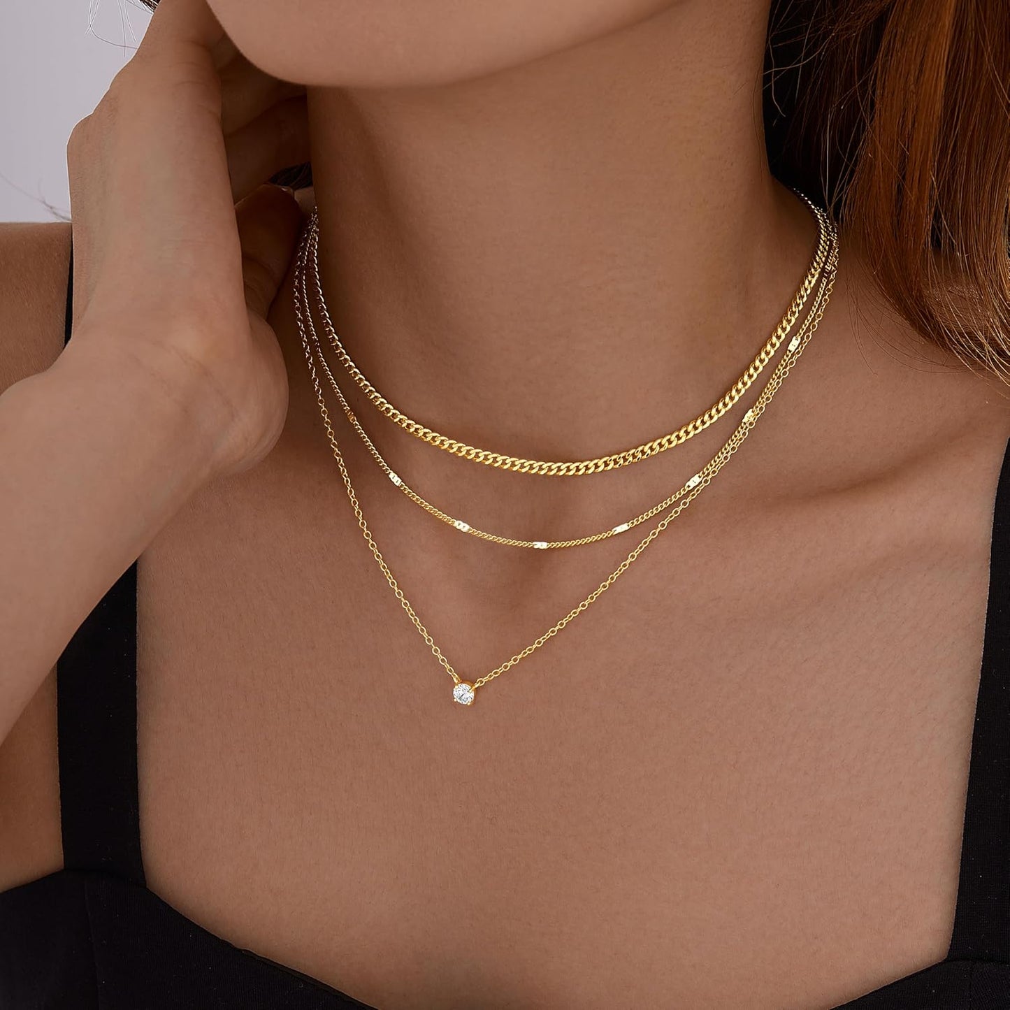 14K Gold Layered Necklace Set