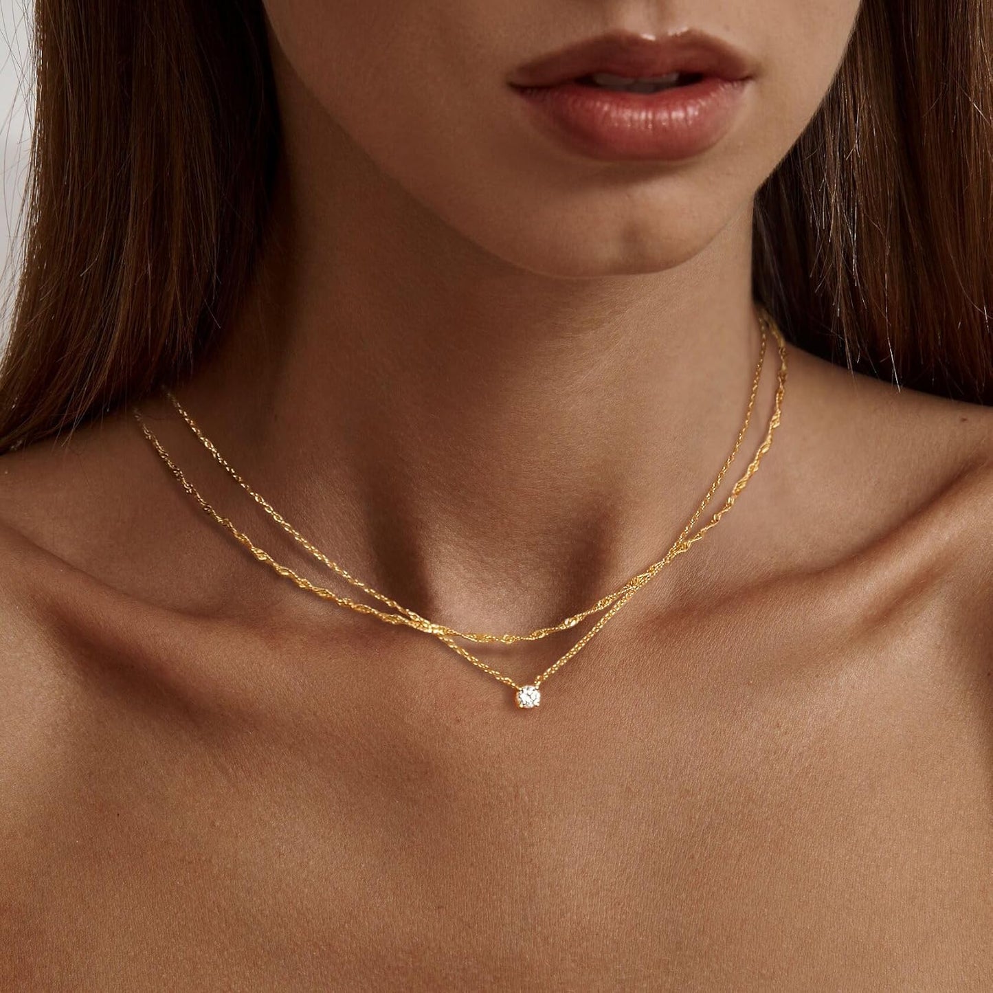 Gold-Tone Silver-Tone CZ Necklace