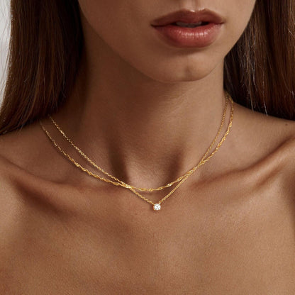 Gold-Tone Silver-Tone CZ Necklace