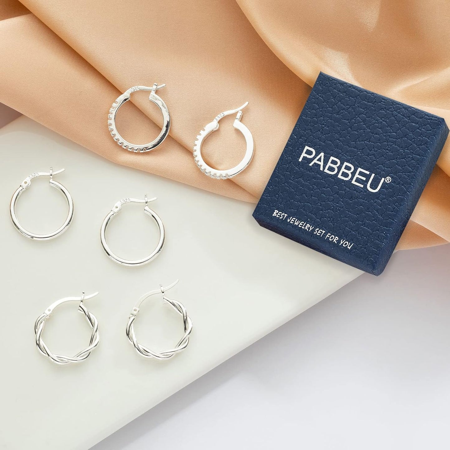 PABBEU Gold Hoop Earrings for Women Sterling Silver Post Small Gold Hoop Earrings 14k Real Gold Tiny Hypoallergenic Small Hoop Earrings Set for Women Men 13/15 /20mm