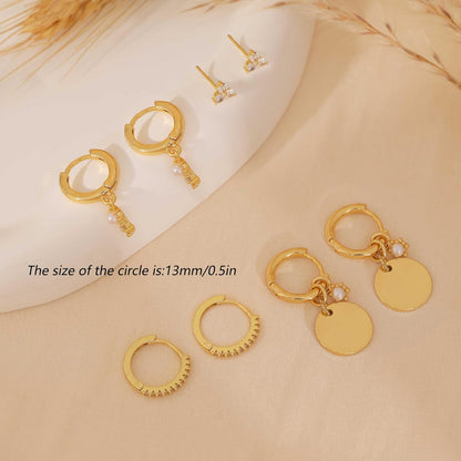 Gold-Tone Pearl Stackable Hoop Earrings