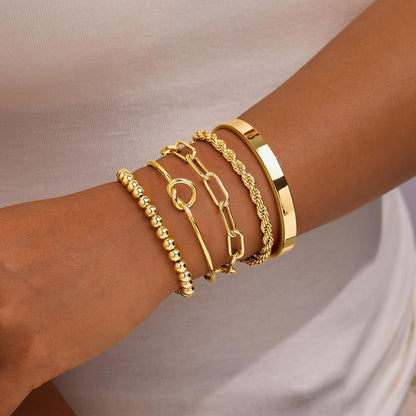 14K Gold Plated 925 Silver Beaded Bracelet Set