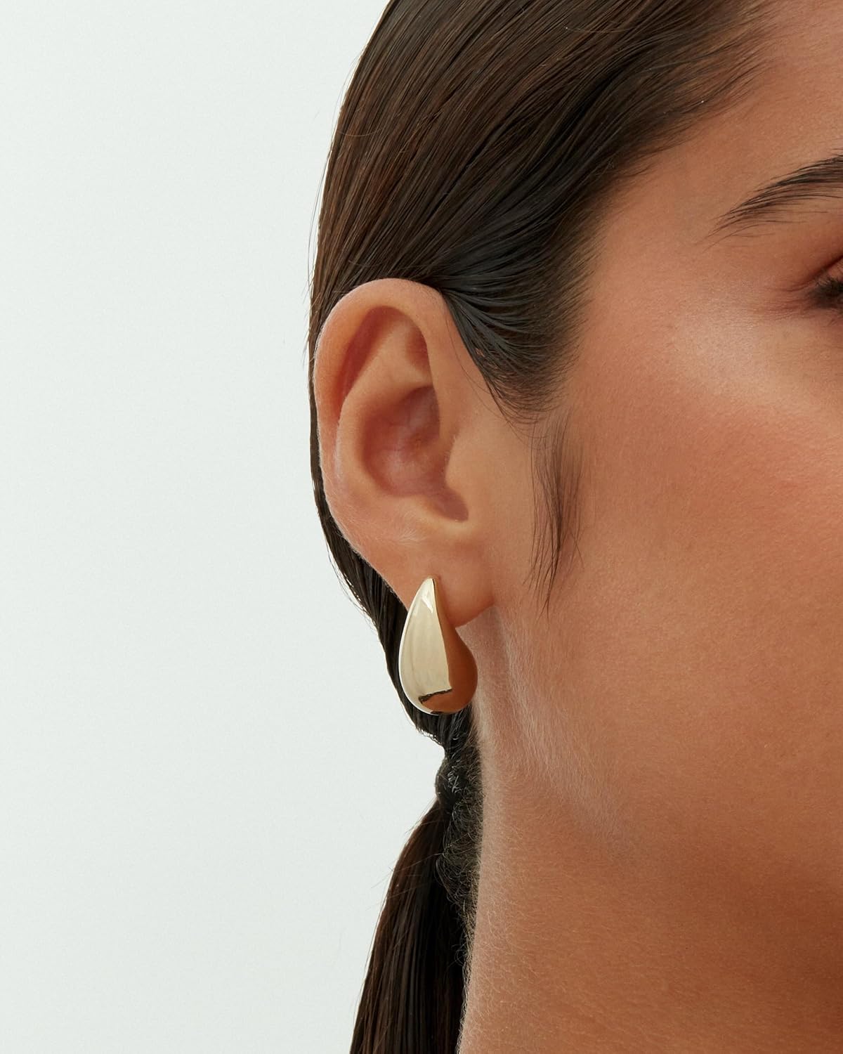 Gold-Tone Silver-Tone Teardrop Chunky Hoop Earrings