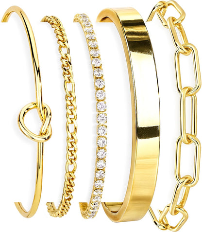 14K Gold Plated 925 Silver Beaded Bracelet Set