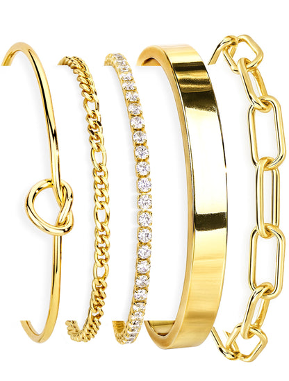 14K Gold Plated 925 Silver Beaded Bracelet Set