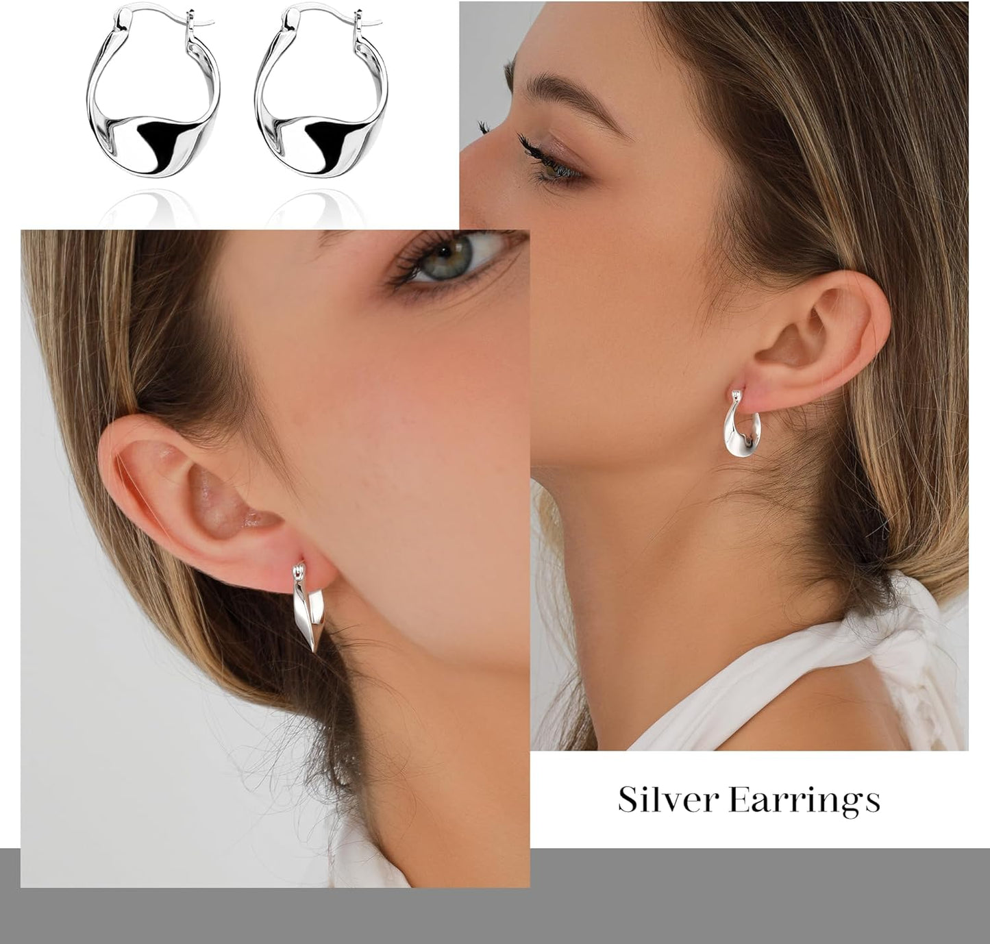 Silver-Tone Chunky Hoop Earrings