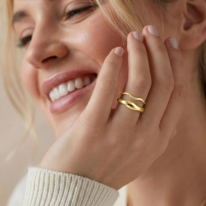 Gold-Tone Stackable Chunky Ring Set