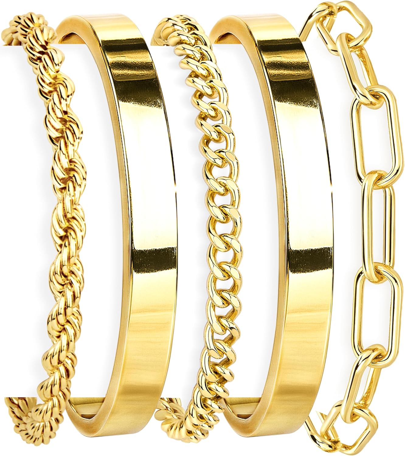 14K Gold Plated 925 Silver Beaded Bracelet Set