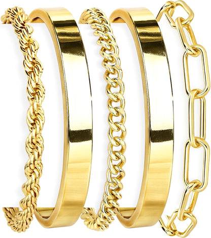 14K Gold Plated 925 Silver Beaded Bracelet Set