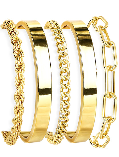 14K Gold Plated 925 Silver Beaded Bracelet Set