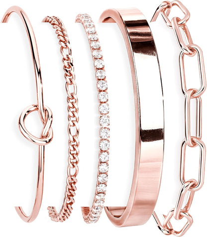 14K Gold Plated 925 Silver Beaded Bracelet Set