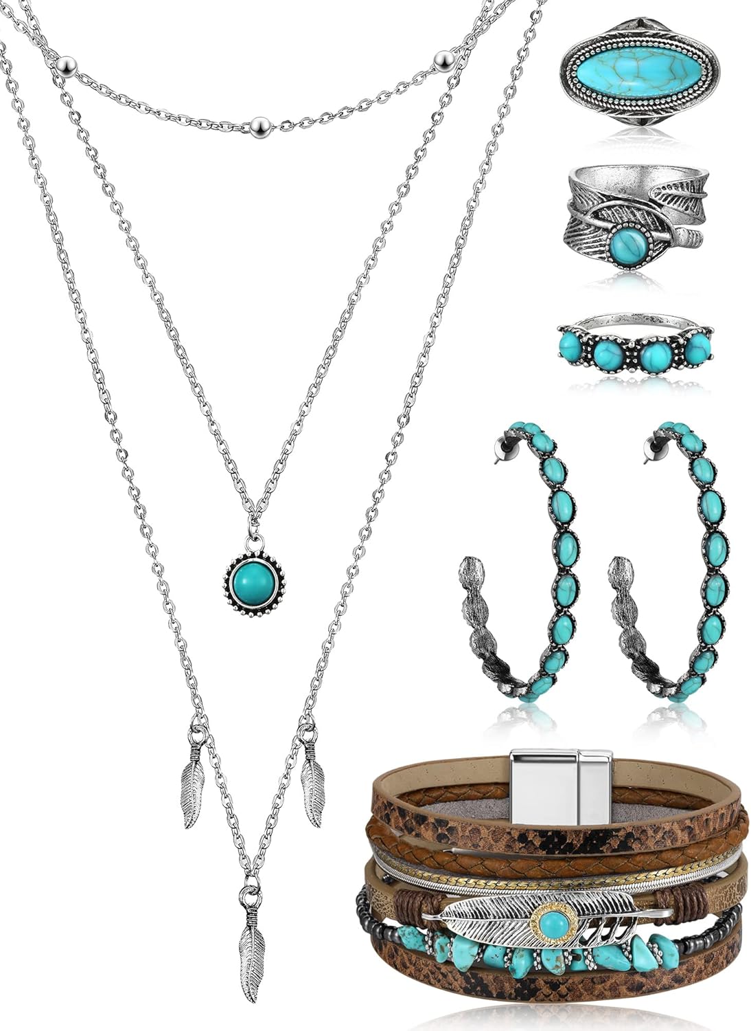 Turquoise Boho Jewelry Set