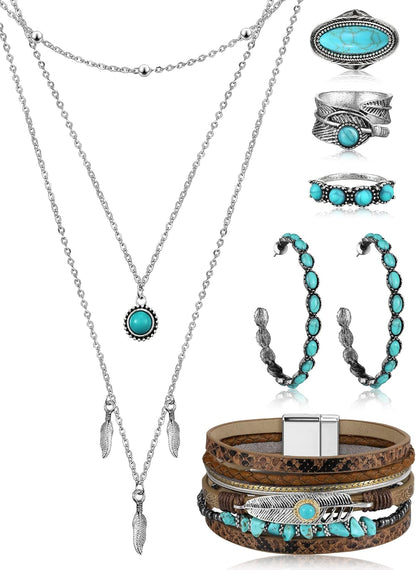Turquoise Boho Jewelry Set