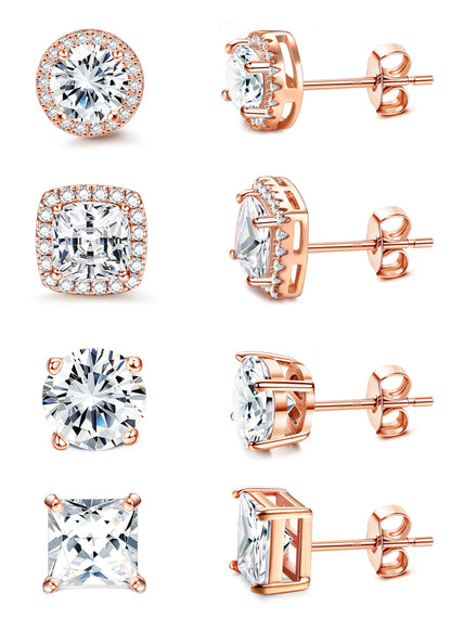 Gold-Tone Silver-Tone CZ Stud Earrings