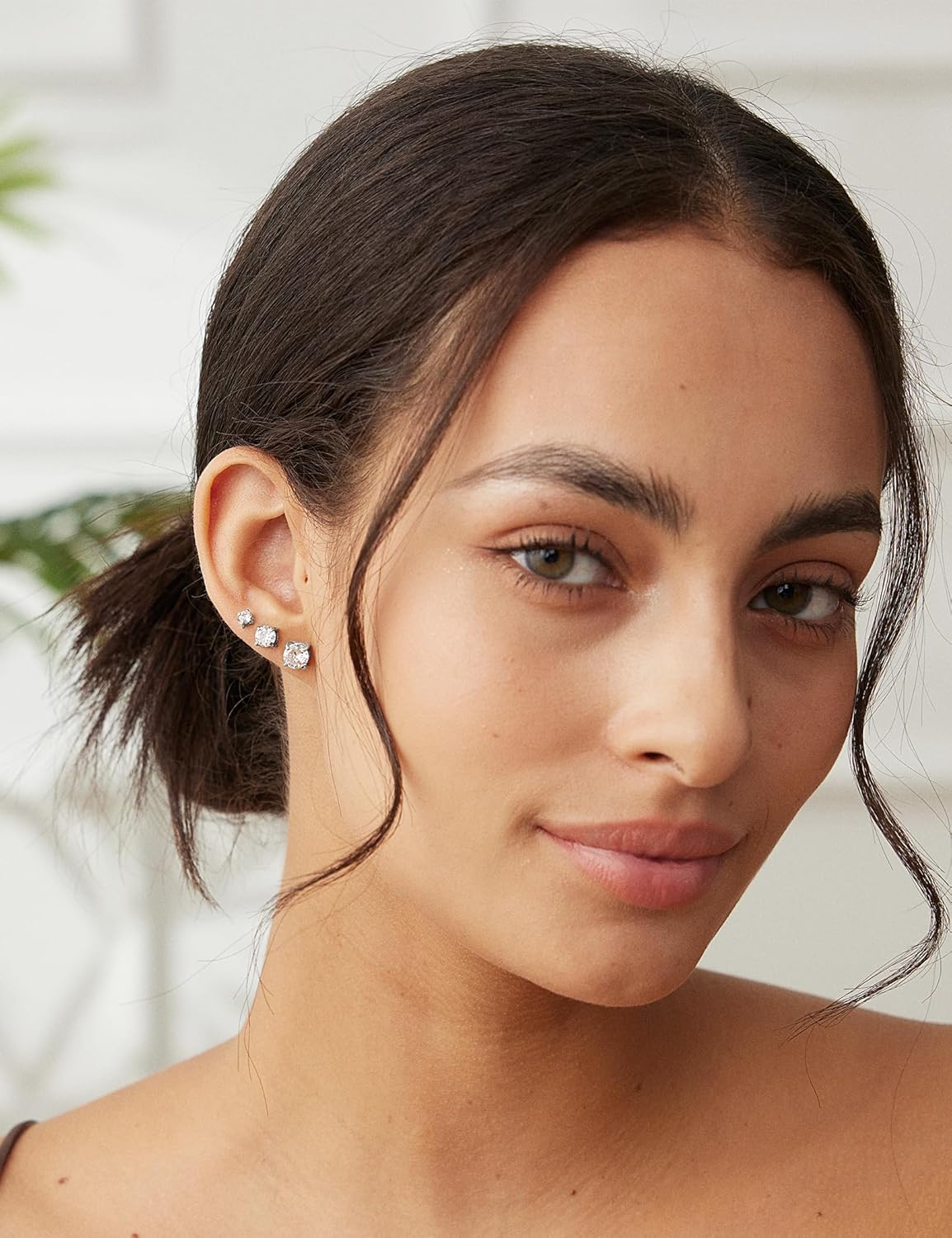 6-Pair CZ Stud Earrings Set