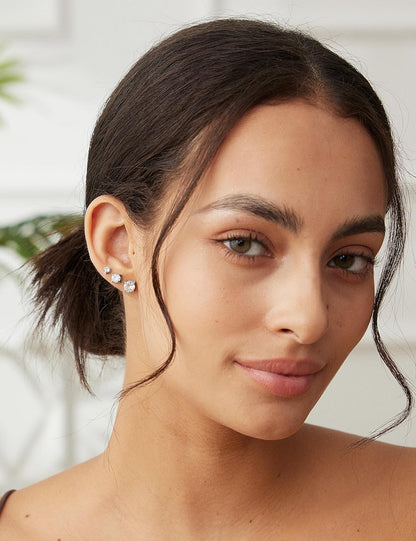 6-Pair CZ Stud Earrings Set