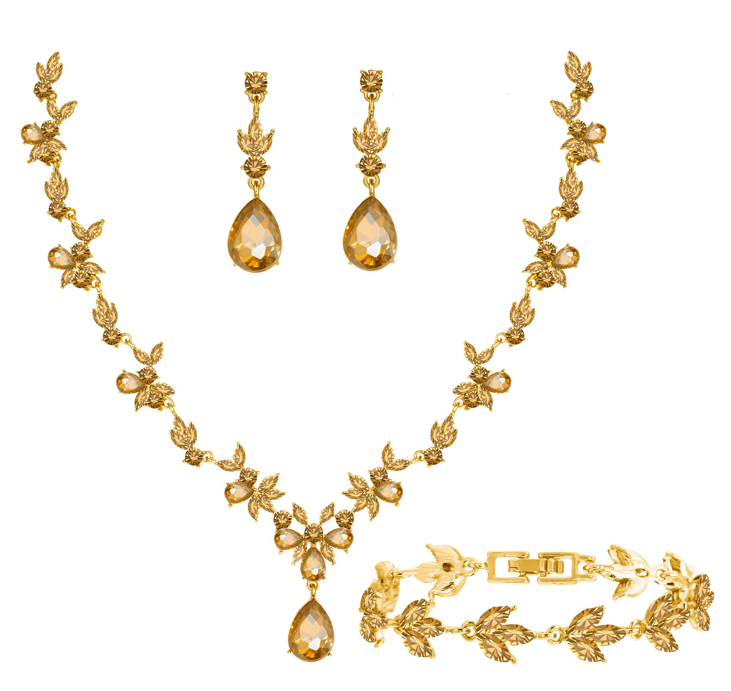 3-Piece Crystal Flower Jewelry Set