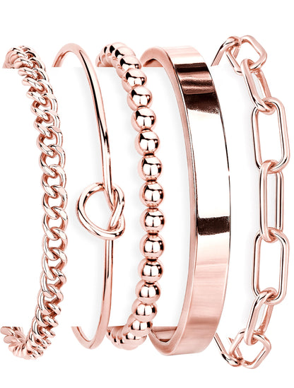 14K Gold Plated 925 Silver Beaded Bracelet Set