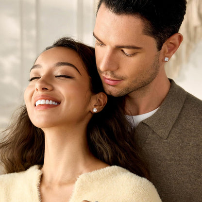 18K Gold Plated Halo Stud Earrings 925 Sterling Silver Cubic Zirconia Stud Earrings Round Square Diamonique Stud Earrings Set for Women Men