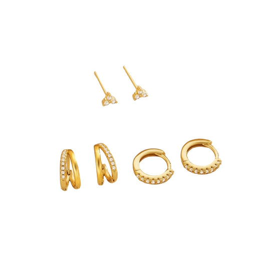 14K Gold Plated CZ Hoop Earrings