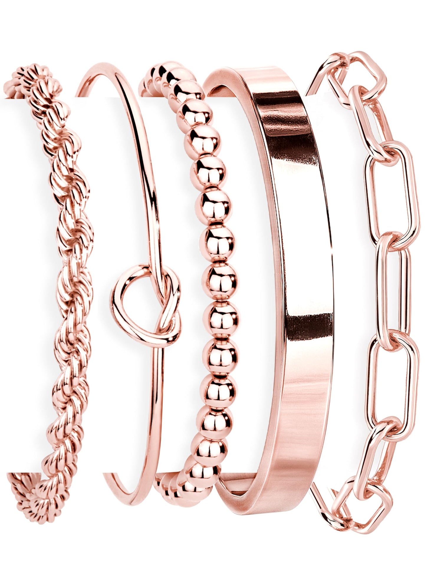 14K Gold Plated 925 Silver Beaded Bracelet Set