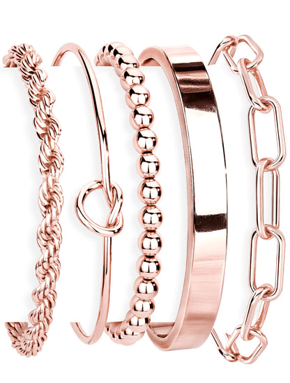 14K Gold Plated 925 Silver Beaded Bracelet Set