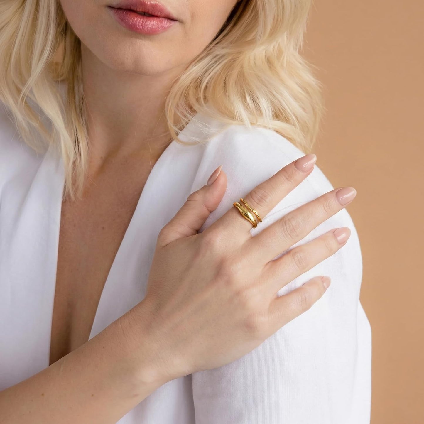 Gold-Tone Stackable Chunky Ring Set